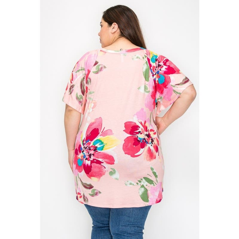 Plus size V neck Wide Sleeves Tunic Top